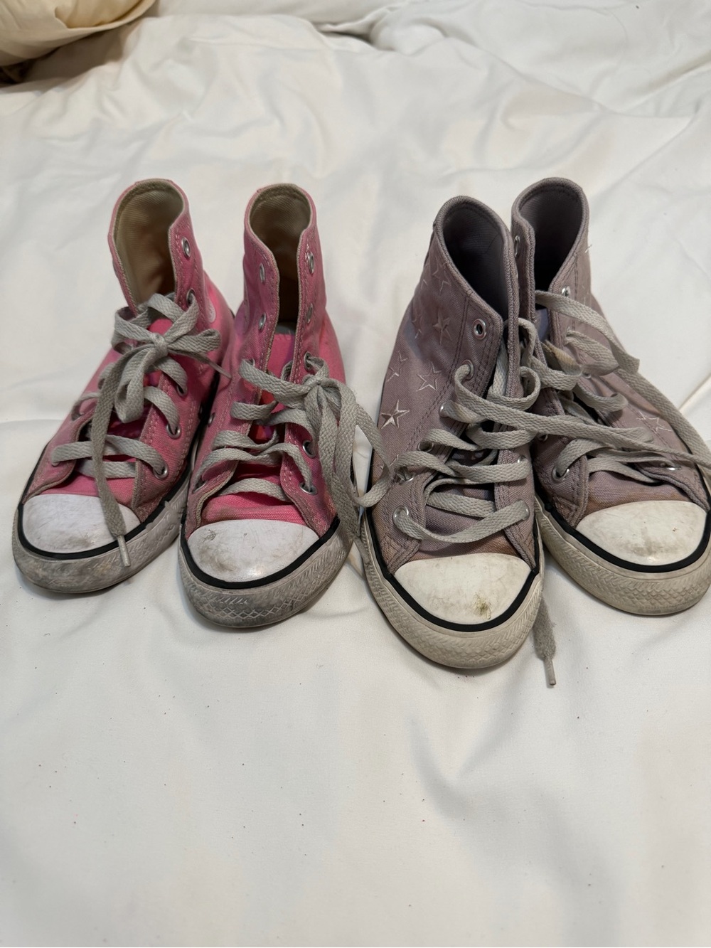 Pink and Lavender High-Top Converse Sneakers - Star Detail